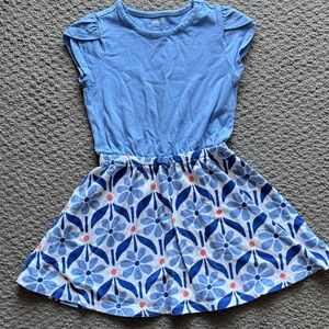 Gymboree Light Blue Top with Navy & Coral Floral Skirt